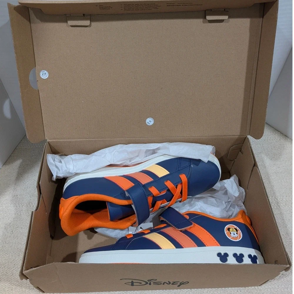 Adidas Disney Grand Court Mickey EL K Navy Orange Sneakers JS2345 Kids Size 5